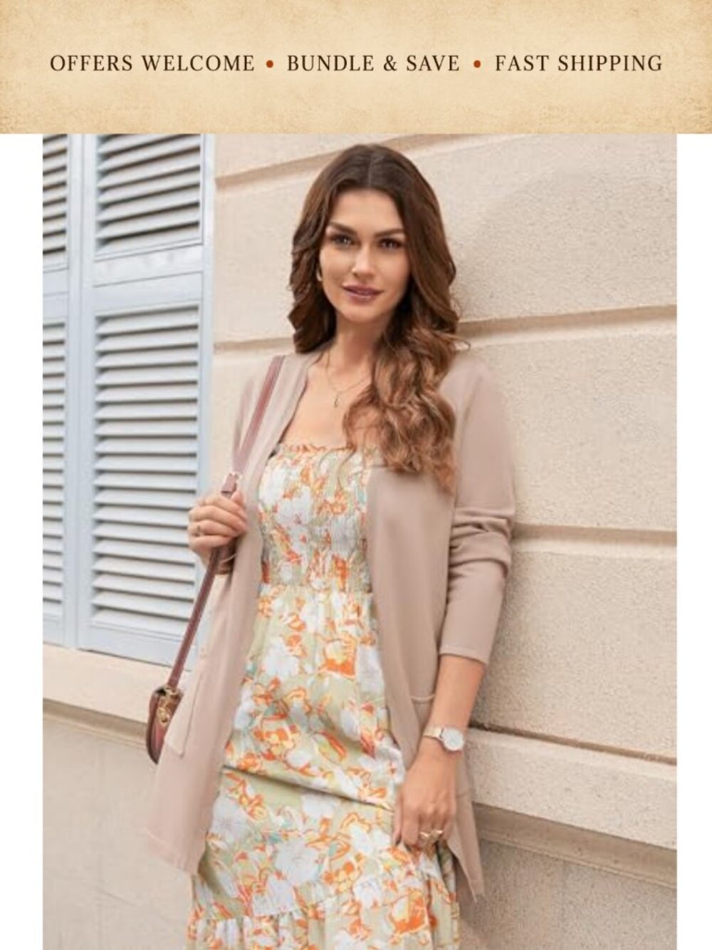 Lightweight Long Sleeve Open Front Ruffle Knit Cardigan with Pockets - Picture 3 of 6